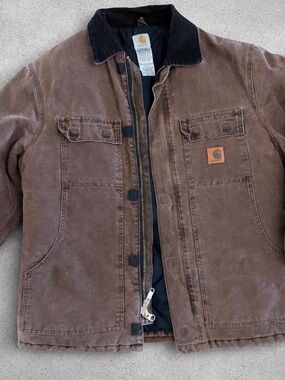 2004 Carhartt Brown Canvas Jacket with Black Quilted Lining